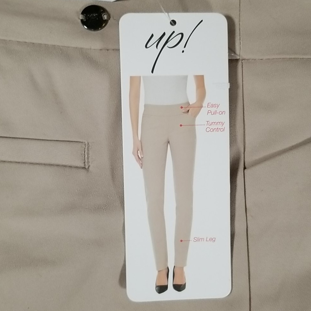UP! Thin Credible! Women's Fit Pull On Dress Pants Size 16 Beige - Picture 4 of 6